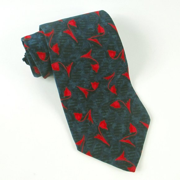AMERICAN OUTPOST 100% SILK MEN'S FLOWER TIE USA - Picture 1 of 7
